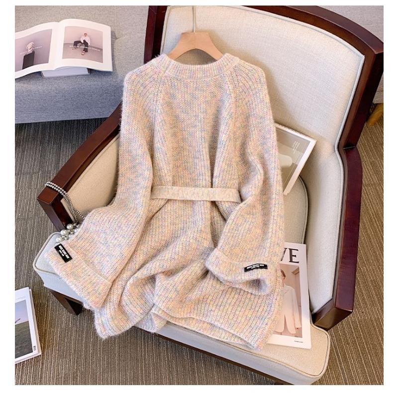 Pulover pentru Femei Toamnă Iarnă Îngroșat Pulover Cald Tricotat în Dungi Gât Rotund Strat de Bază Elastic Mânecă Lungă Jumper Supradimensionat Topuri