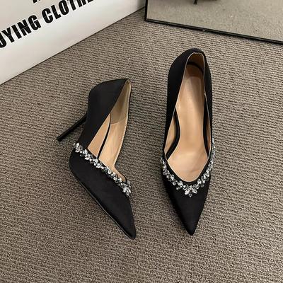 Pointed Thin Heel Sexy Bed Shoes High Heel 7.5cm or 9cm Rhinestone Thin Heel Fashion New Heels Shoes for Women 2025  Pumps