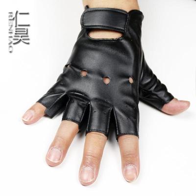 Men's Faux Leather Fingerless Gloves for Dance & Nightclub Performances
