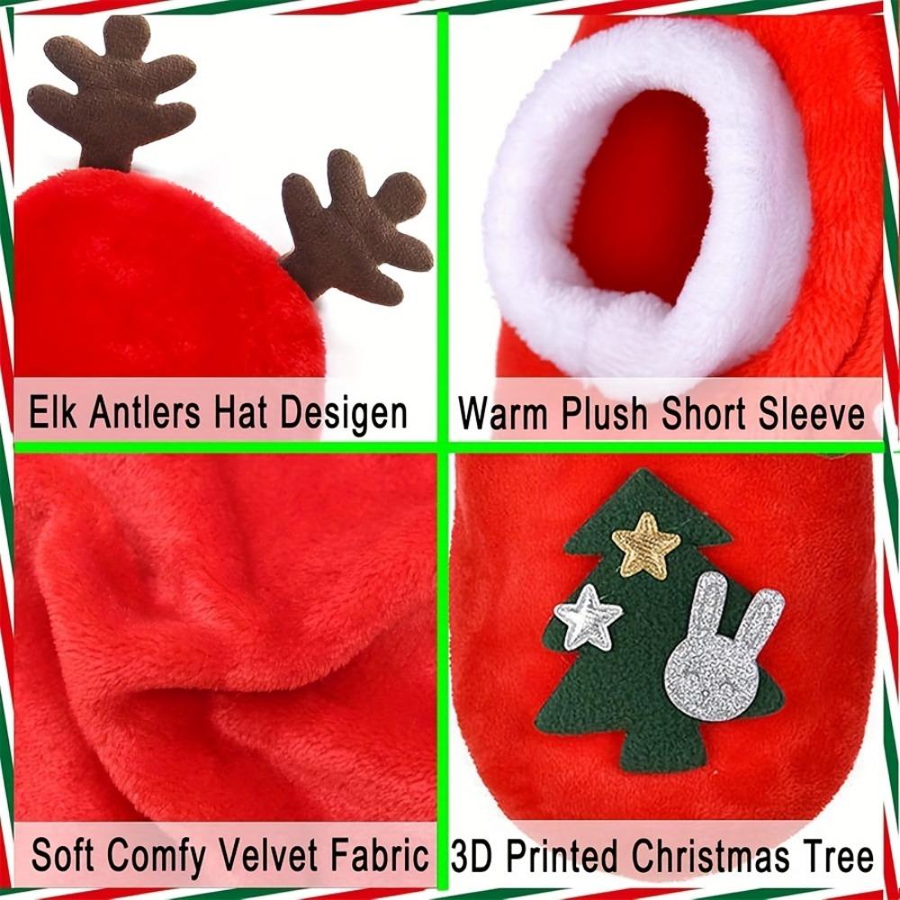 Christmas Dog Costume, Nylon Animal Print, Medium Size, Knit Fabric, Button Closure, Pet Dress for Small To Medium Dogs and Cats