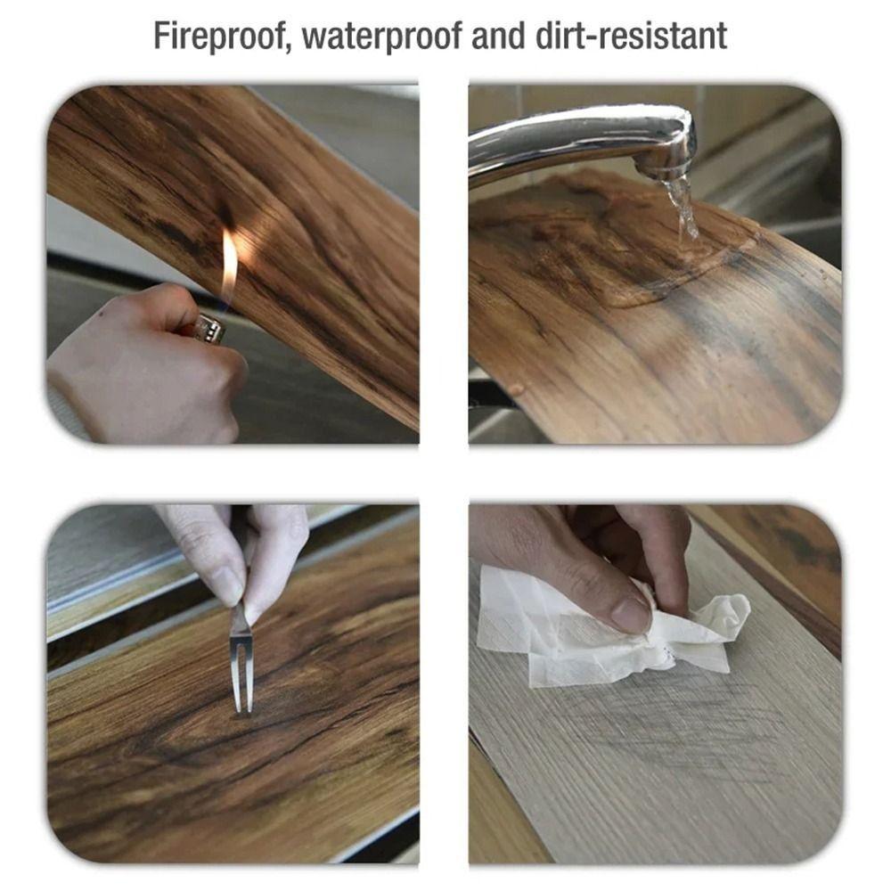 1PCS 91x15cm Self-adhesive Floor Sticker Self-adhesive Waterproof Wood Grain Floor Wallpaper Wood Grain Thicken