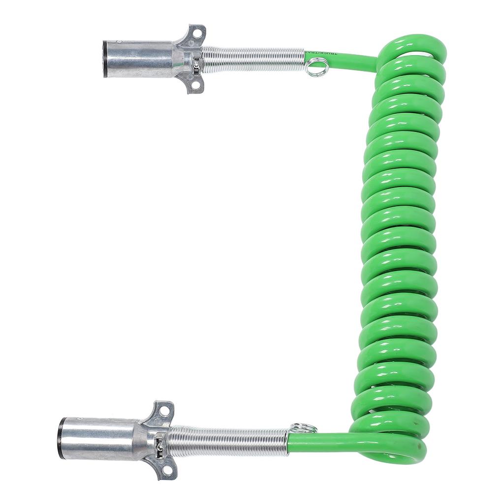 7 Way Coiled Trailer Cord 15ft Enhanced Performance Heavy Duty Electrical Power Coil Cable Wire for Semi Truck Tractor