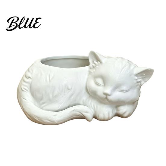 Healing Visual Style Planter 3D Printed Sleeping Cat Flowerpot, Mini Desktop Planter, Unique Indoor Garden Decor Decorative Plant Holder for