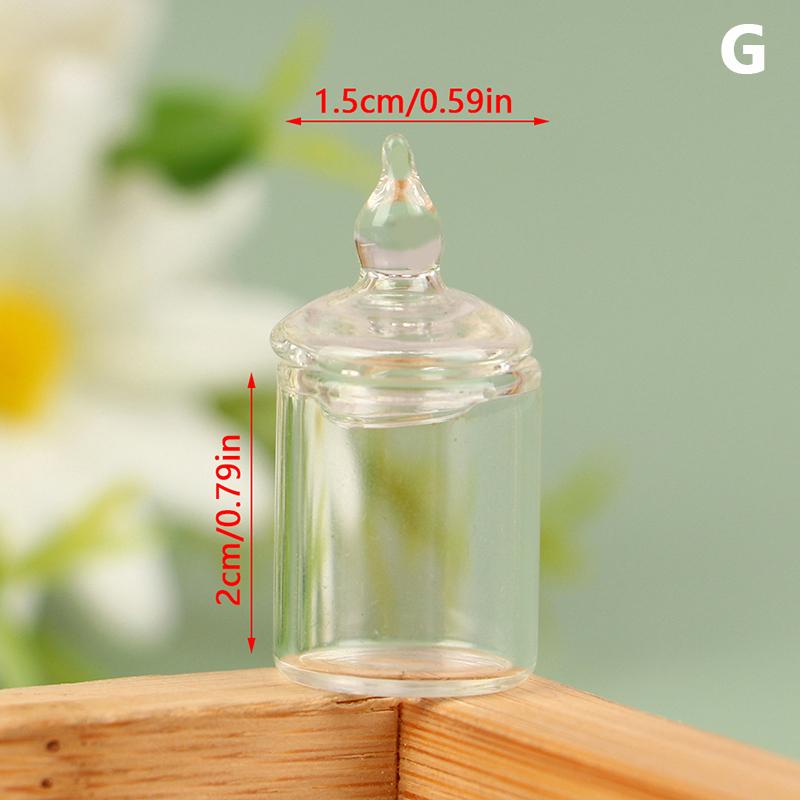 1Pc Dollhouse Miniature Clear Glass Jar Candy Bean Storage Bottle Tiny Jar With Cover Kitchen Decor Toy Doll House Accessories