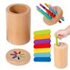 Montessori Educational Toy, Wooden Toy, Color Sorting, Fingertip Training, Motor Skills Improvement, Early Development for Toddlers [Double Cap Cup