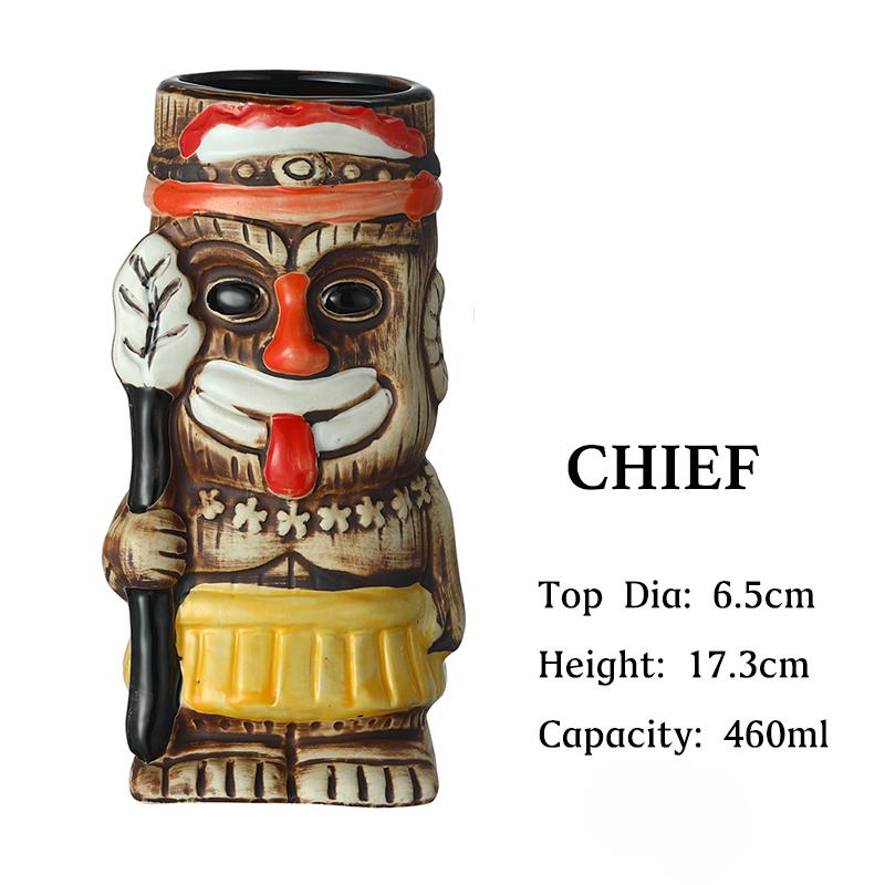1PCS Tiki Mugs Ceramic Hawaiian Tiki Drinkware, Cute Exotic Cocktail Glasses, Tiki Bar