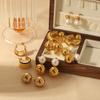 Ins Personalized Geometric Ball Ring Pearl Stud Earrings 18K Gold Stainless Steel Waterproof Light Luxury Earrings Jewelry Women