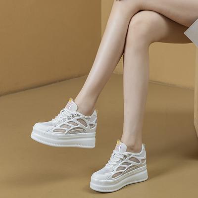 Damenschuhe neue Muffin-Dicksohlen-Mesh-Sport- und Freizeitschuhe atmungsaktive Tide-weiße Schuhe Sandalen