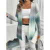 Womens Tie Dye Cardigan Long Sleeve V Neck Knit Sweater Rainbow Mid Length Vacation Street Style