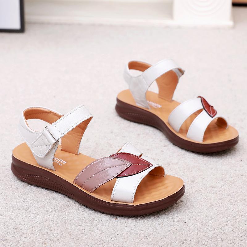 Fashion Genuine Leather Women's Sandals Summer Soft and Comfortable Non-slip Middle-aged and Elderly Mothers' Shoes Sandalias Femininas