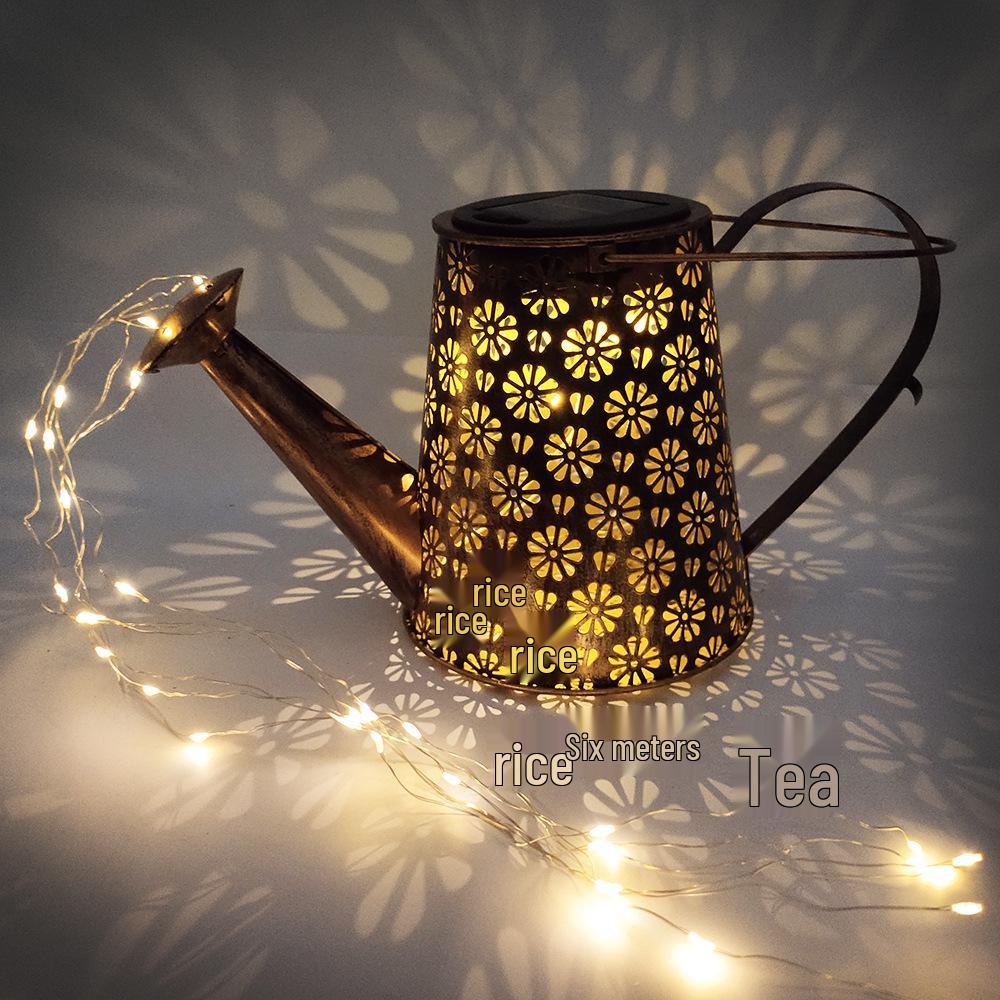 Solar Kessel Outdoor Wasserdicht Hängelampe - Ausgehöhltes Schattendesign für Garten, Villa, Hof & Camping