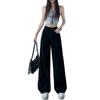 Fashionable Black Light Luxury Korean-Style Wide-Leg Jeans - Super Soft Cotton, Slim Fit for Women - Perfect for Spring and Summer