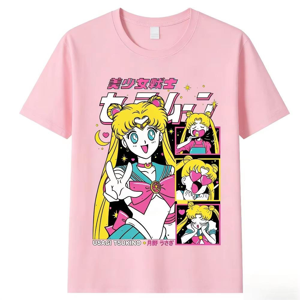

Sailor Moon Tsukino Usagi Unisex Pure Cotton Tshirt 2026 Summer Hot Anime Print Casual Unisex and Women Short Sleeved Top M