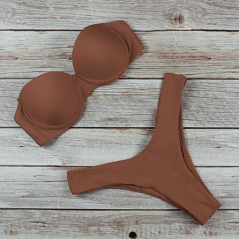 Tvirtas maudymosi kostiumėlis Moteriškas maudymosi kostiumėlis Push Up Micro maudymosi kostiumėlis aukštu juosmeniu Bikinių rinkinys Seksualus moteriškas maudymosi kostiumėlis bikini
