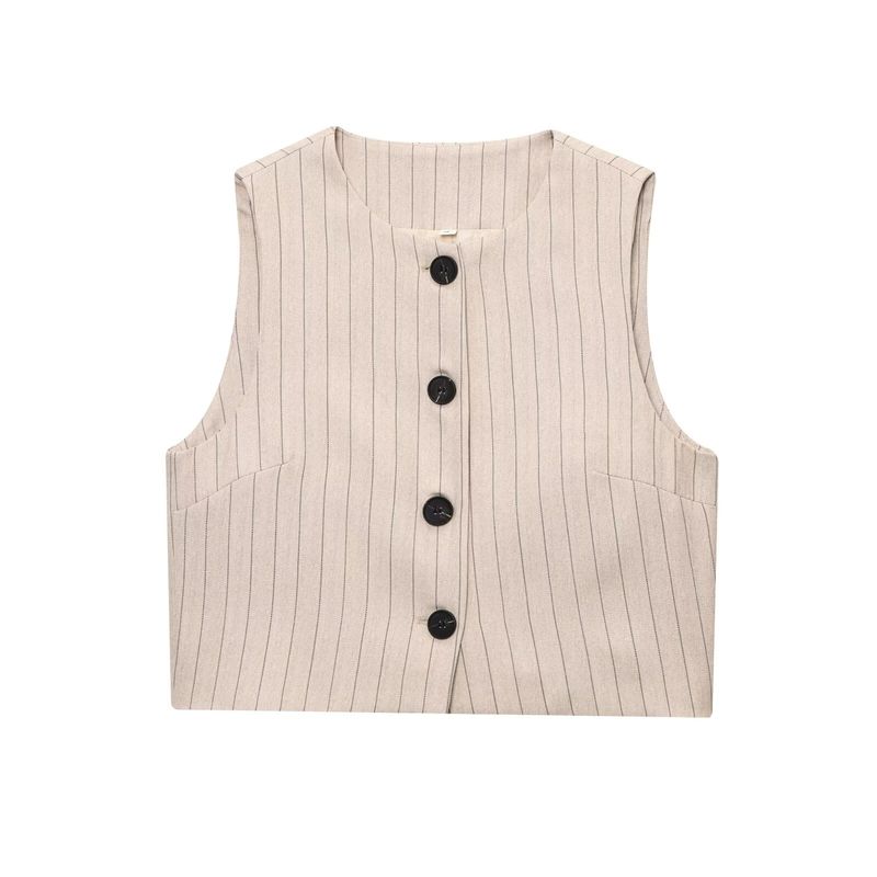 Kaslead New Women Clothes Western Style Fashion Stripe Short Vest Striped Pants 4387158 4387058