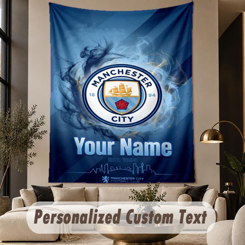 Custom Text Tapestry Manchester City Print Wall Tapestry Indoor Living Room Wall Decor