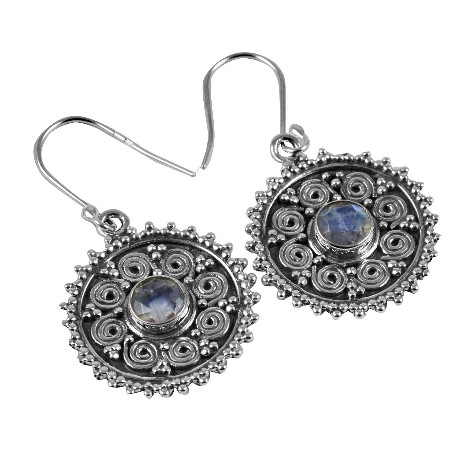 

Серьги с радужным лунным камнем, твердые серьги из стерлингового серебра 925 пробы, серьги ручной работы, ювелирные изделия, подарок для женщин и девочек, E-1706