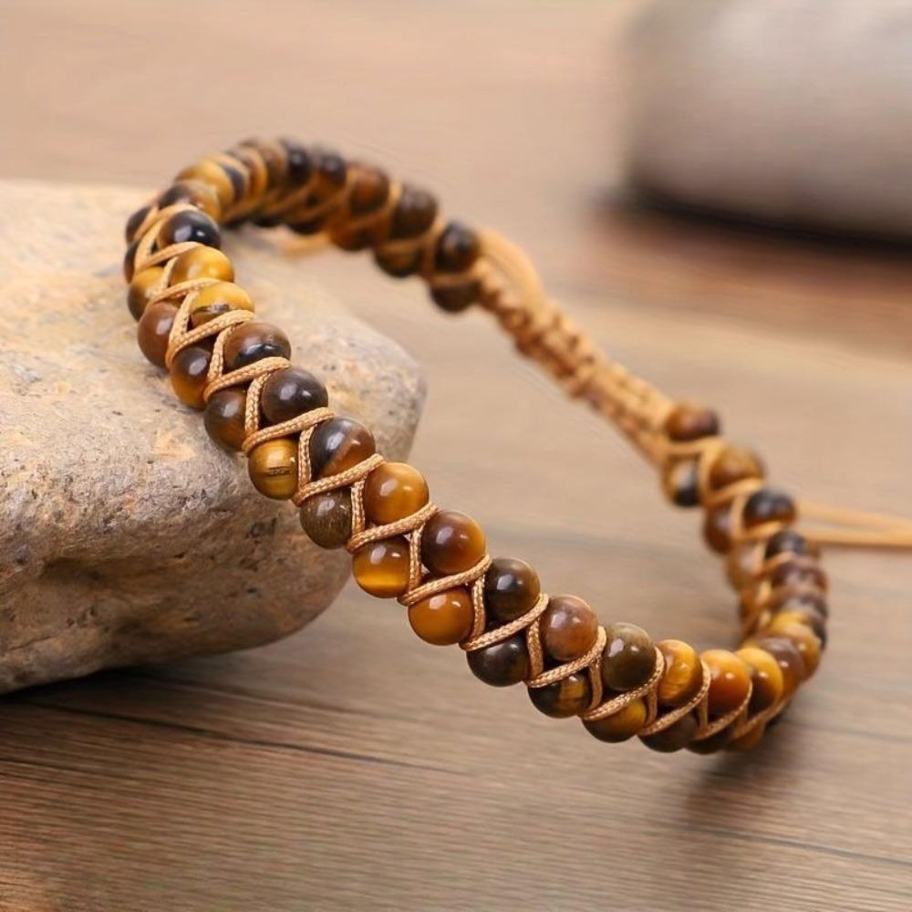 Handmade Opal Beaded Bracelet, Elastic Stretch Rope Natural Gemstone Bead Bangle Jewelry