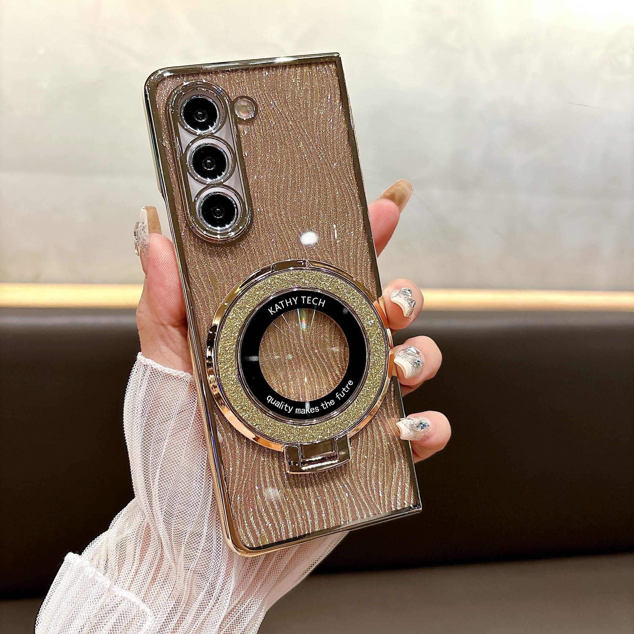

Чехол Ring Electroplate Sparkling для телефона Samsung Galaxy Z Fold 6 5 4 3 Fold6 Fold5 Fold4 Fold3 Магнитный противоударный чехол Galaxy Z Fold3