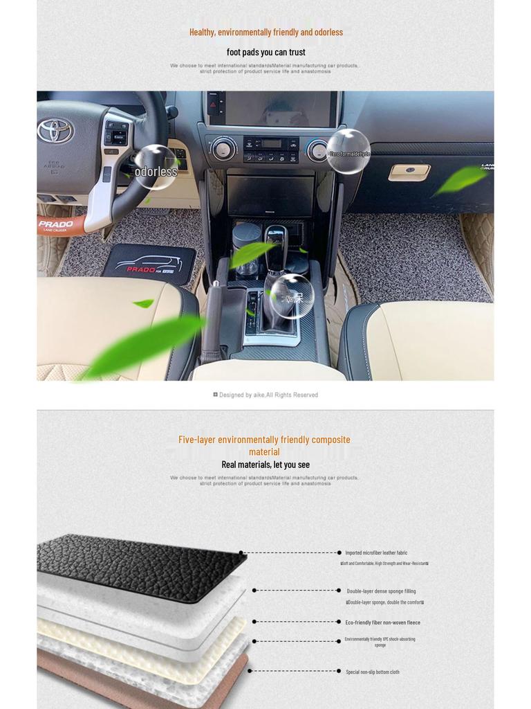 Prado 2700 Middle East Version 7-Seat Leather Floor Mats for Land Cruiser Interior Modification