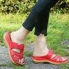 Sandálias femininas de verão, sandálias de cunha premium, ortopédicas, dedo aberto, vintage, antiderrapante, couro, casual, plataforma feminina, sapatos retrô