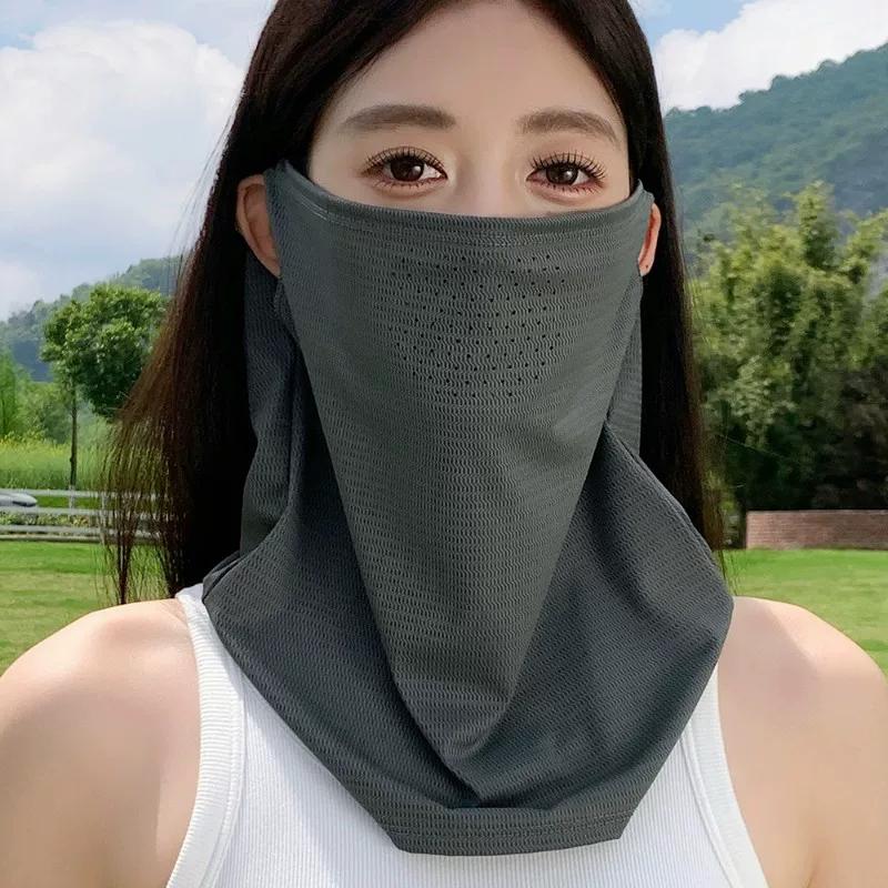 Outdoor Sun Protection Mask, Ice Silk Scarf, Neck Cover, Women's Neck Scarf, Summer Thin Style, Outdoor Camping Neck Protection, Neck and Face Cover