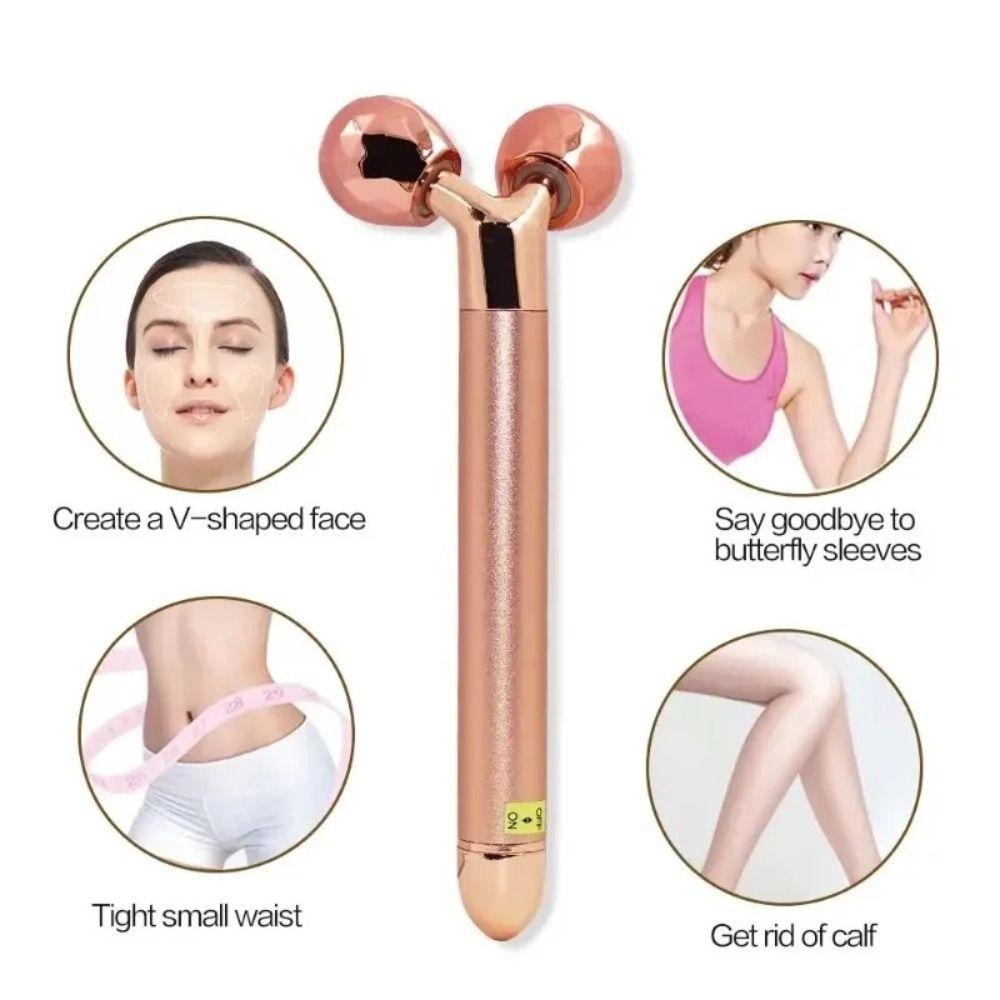 Zinc Alloy Y Shape Facial Massager Dual Roller Design Face Massage Instrument Jaw Contour Care