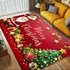 Christmas Santa Claus Crystal Velvet Office Chair Mat Area Rug - Non-Slip, Floor Mat, Office Desk Chair Rugs,Christmas Gift-1106081