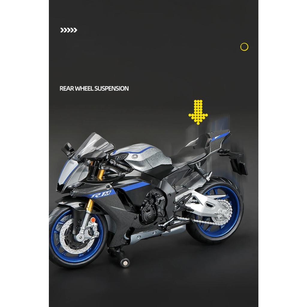 1/12 Skala Yamaha YZF-R1M Motorsykkelmodell Leke Legering Støpt Simulering Modeller Motorsykkel Samling Dekorasjon Gutteleker Gaver