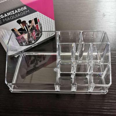 Transparenter weißer Make-up-Organizer im Stufenstil: 9-Fächer Lippenstifthalter Upgrade
