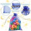 SHRJ 100 Piece Organza Drawstring Gift Bags 10 Colors 5 X 7 Inches Sheer Pouch with Moon Star Pattern for Wedding Birthday Party Favor Jewelry Candy