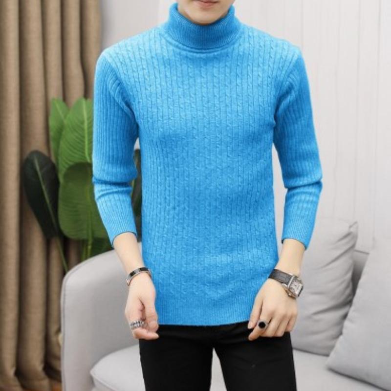 Men's Knitwear Autumn and Winter New High-neck Solid Color Twist Bottoming Sweater