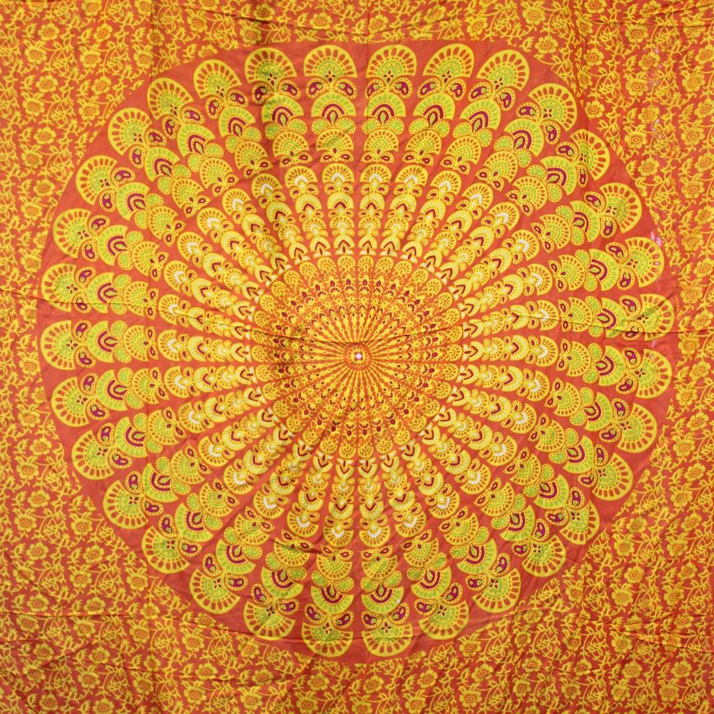 Mandala Sarong Lime Orange Rayon