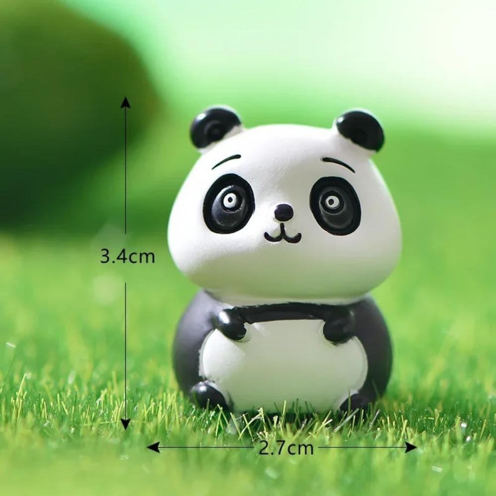 8PCS Micro Landscape Creative Cute Bamboo Panda Doll Gardening DIY Keychain Decoration Accessories Desktop Small Ornaments