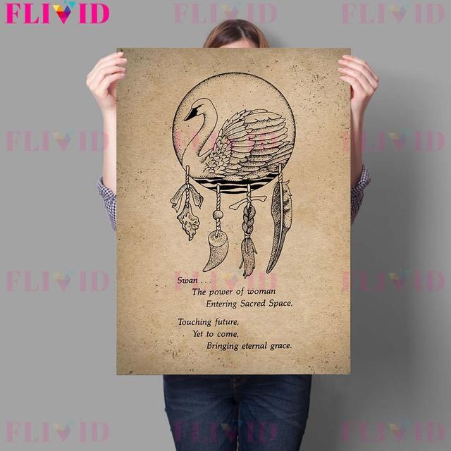 Animal Wizardry Magic Wall Art Oil Painting Totem Faith Retro Poster Crow and Wolf Art