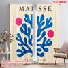 2pcs 2D Flat Printing Scene Curtains Matisse Blue Coral Pink 100% Polyester Fabric Without Electricity Birthday Party Perfect
