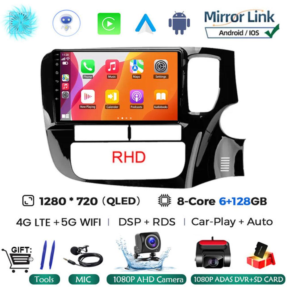 9 Inch Android 14 For Mitsubishi Outlander 3 GF0W GG0W RHD 2012 - 2018 Car Radio Autoradio Navigation GPS ADAS SWC Multimedia 4G