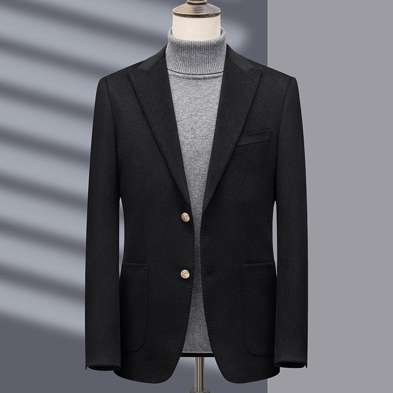 Men's Spring & Autumn Cashmere Wool Suit: Short Casual Blazer & Formal Overcoat