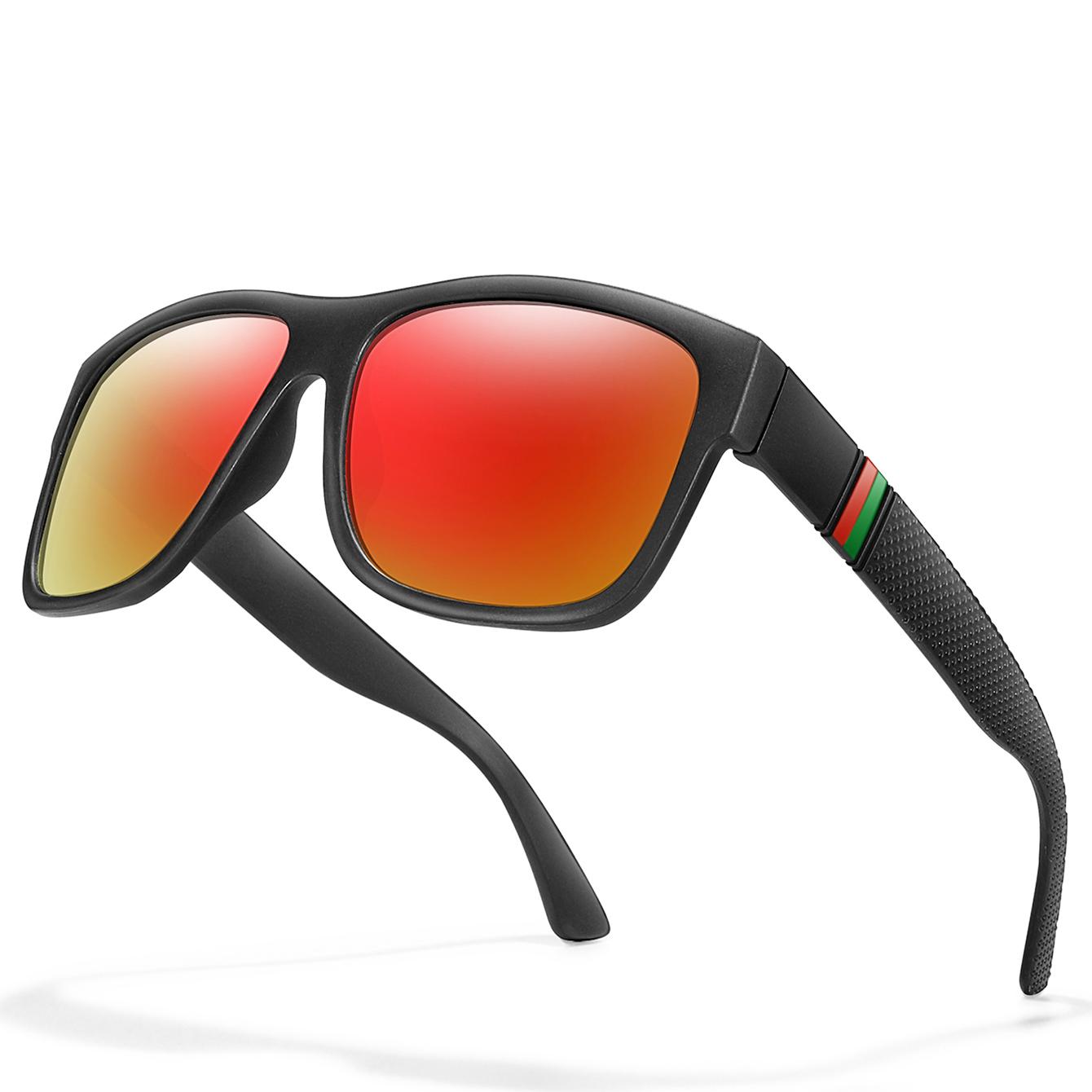 

Classic Men Square Polarized Fishing Sunglasses Outside Driving Cycling Jog Goggles Vintage Large Frame UV400 Strong
