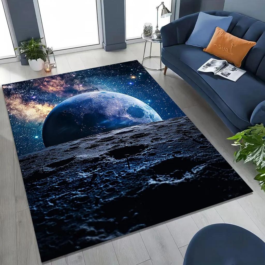 2D Universe Starry Sky Galaxy Carpet Galaxy Printed Carpet Suitable for Living Room Bedroom and Children's Room As Non-slip Mat
