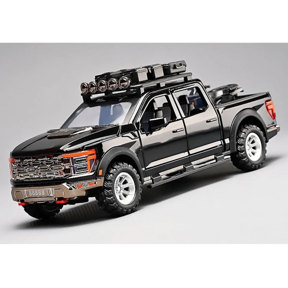 1/24 Scale Ford Raptor Pickup F-150 Alloy Car Model Simulation Off-Road Vehicle, Boy Gift, Sound and Light Children's Toy Ornaments