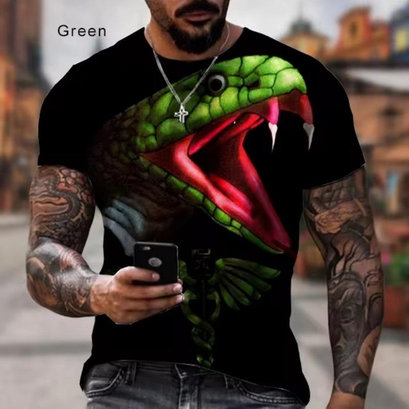 Maglietta Horror Animale Serpente Stampa 3D Uomo Moda Magliette Motivo Cobra Larghe Street Donna Scollo O Oversize Magliette Harajuku