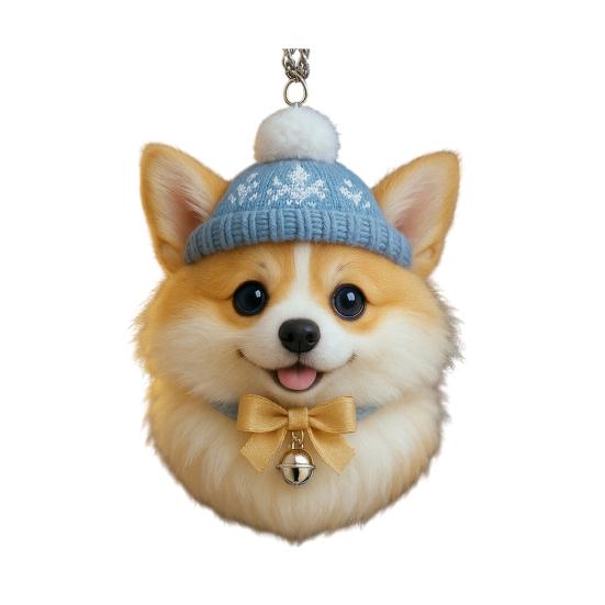 Winter Acrylic Cat Hanging Decoration Christmas Tree Knitted Hat Kitten Dog Rabbit Hedgehog Hanging Ornament Animal Pendant