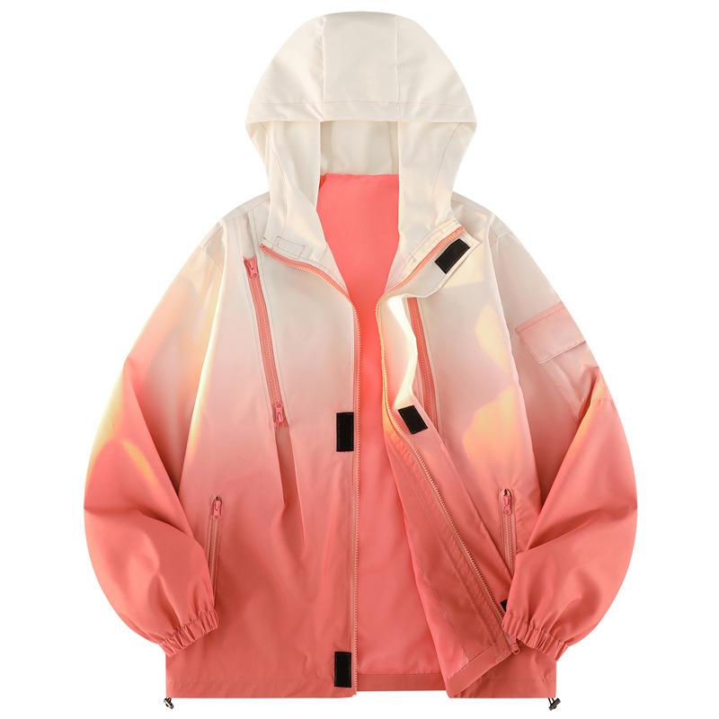 Весенняя уличная трендовая спортивная куртка с капюшоном, постепенно меняющийся дизайн, универсальная повседневная куртка для пар S