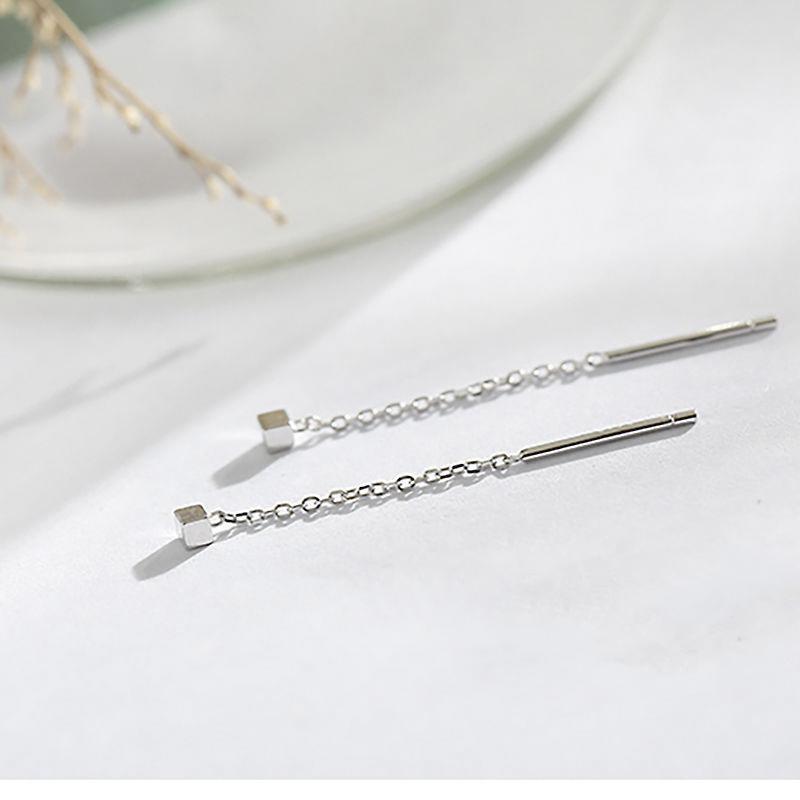 2021 Fashion Silver Color Heart Earrings for Women Long Tassel Dangle Earrings Dainty Party Jewelry Wholesale