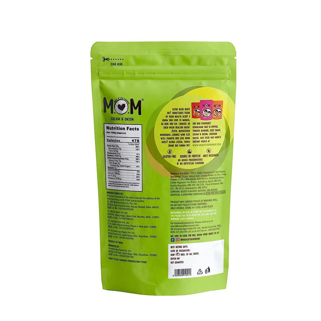 MOM - Meal of the Moment Roasted Cream N Onion Makhana, 60g (Pack of 3) Gluten Free Anti Oxidants