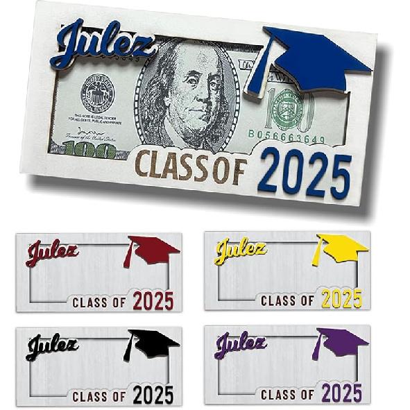 Personalized Graduation Money Holder 2025, Custom Name Wooden Graduation Card Box Cash Holder, Class of 2025 Graduation Gifts Dark wood color