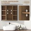 Badezimmerspiegel-Schrank, 6 offene Fächer, 3-stufiges Regal, Wandmontage, Eiche