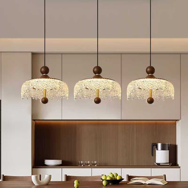 Elevating Touch Pendant Light, Restaurant Pendant Light, Iceberg Water Droplet Retro Walnut Color Aisle Light