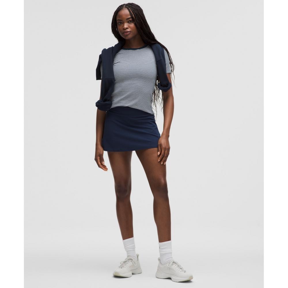 Lululemon Hold Tight Short Sleeve Shirt Minute Stripe White Club Blue